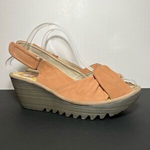 Womens FLY LONDON Yakin Dusty Pink Slingback Wedge Sandals / Size 40 - 9/9.5